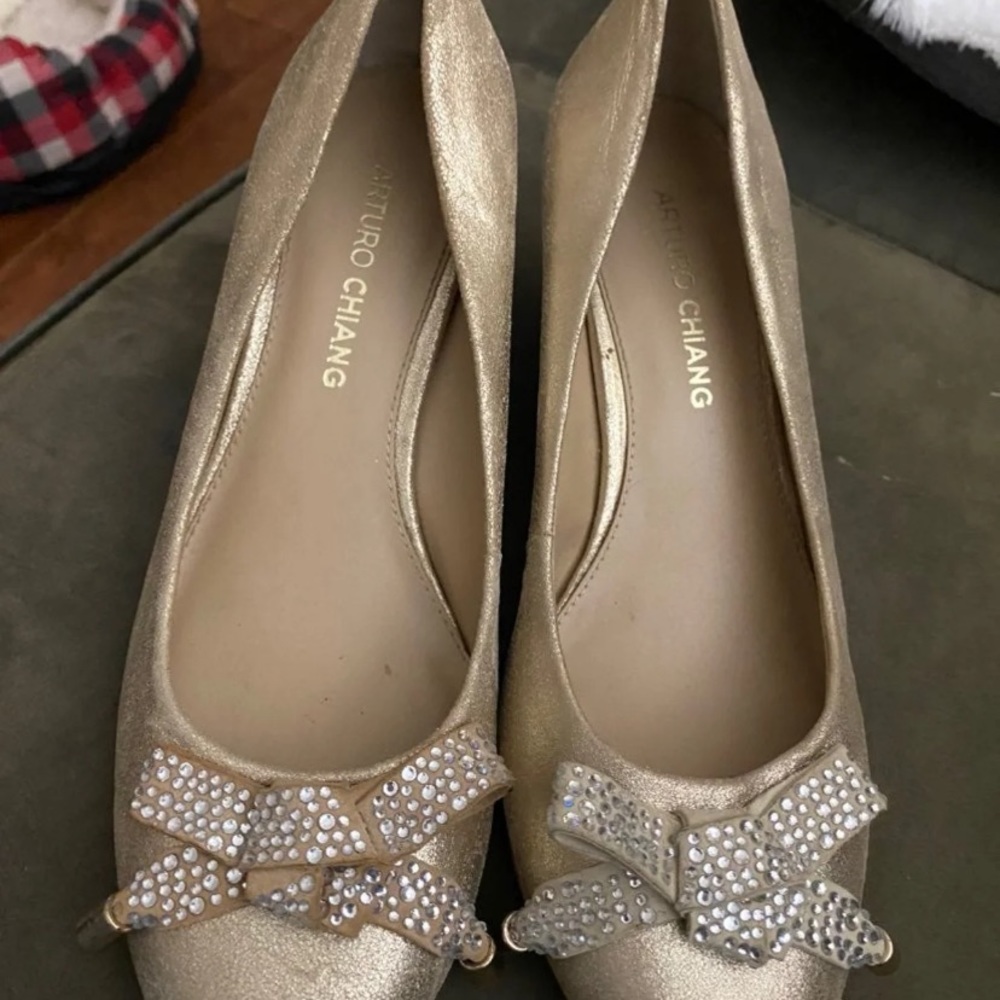 Gold cork heels
